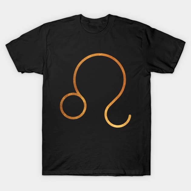 Leo Zodiac Gold Symbol T-Shirt by Inogitna Designs